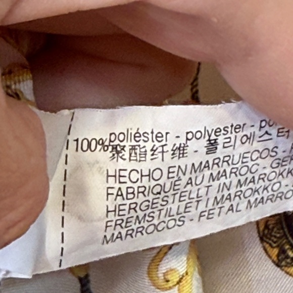 ZARA | Monogram Baroque Chain Pattern Button Front Collared Long Sleeve Blouse - Picture 15 of 16